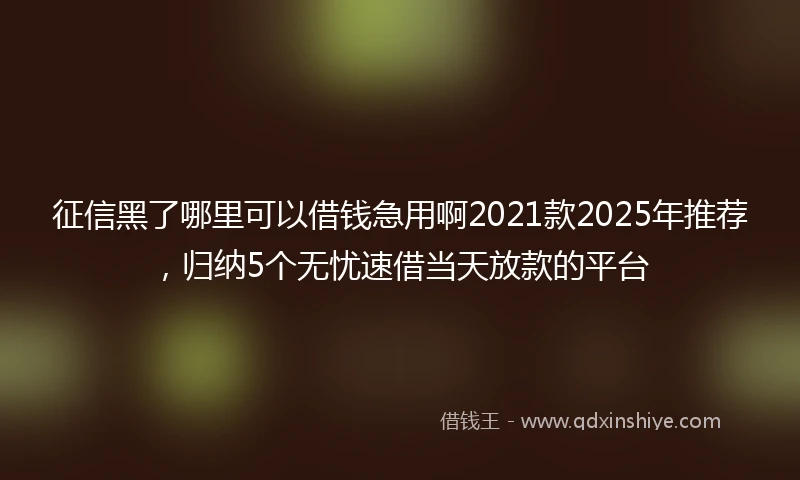 征信黑了哪里可以借钱急用啊2021款2025年推荐，归纳5个无忧速借当天放款的平台
