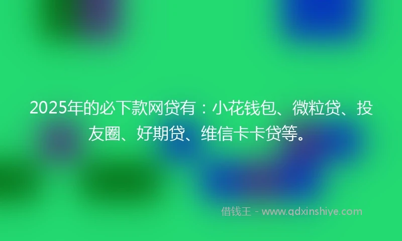 2025年的必下款网贷有：小花钱包、微粒贷、投友圈、好期贷、维信卡卡贷等。
