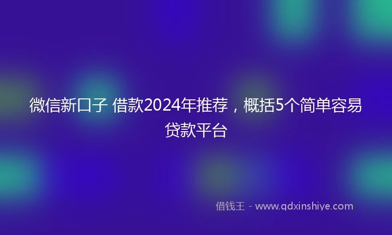 微信新口子 借款2024年推荐，概括5个简单容易贷款平台