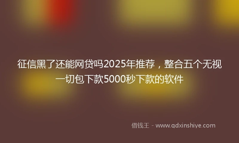 征信黑了还能网贷吗2025年推荐，整合五个无视一切包下款5000秒下款的软件