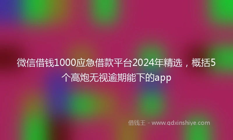 微信借钱1000应急借款平台2024年精选，概括5个高炮无视逾期能下的app