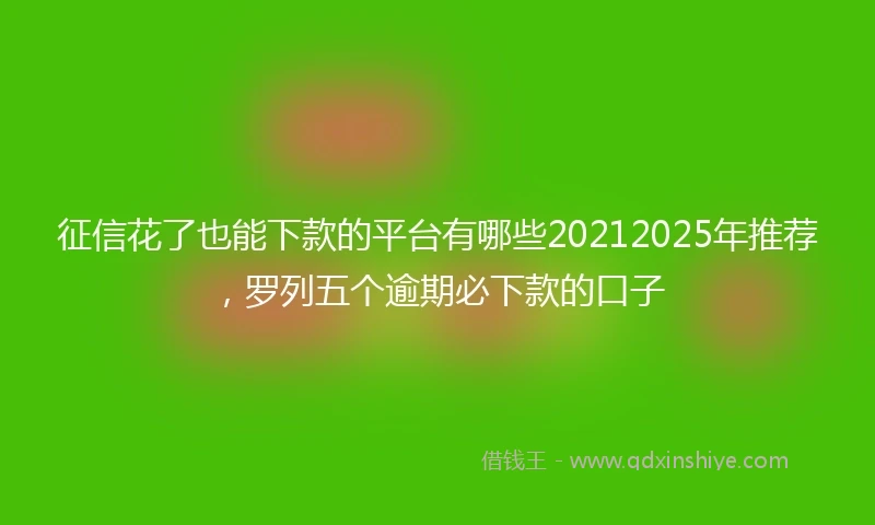 征信花了也能下款的平台有哪些20212025年推荐，罗列五个逾期必下款的口子