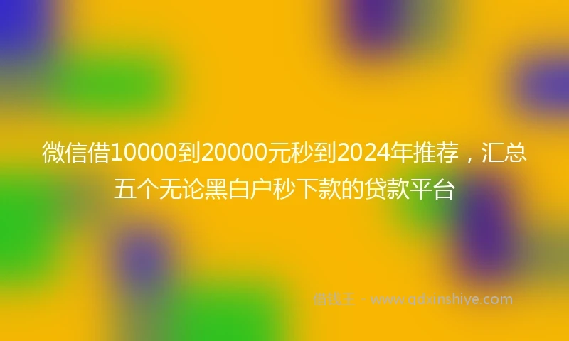 微信借10000到20000元秒到2024年推荐，汇总五个无论黑白户秒下款的贷款平台