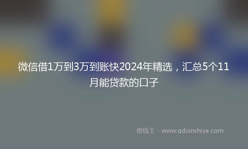微信借1万到3万到账快2024年精选，汇总5个11月能贷款的口子