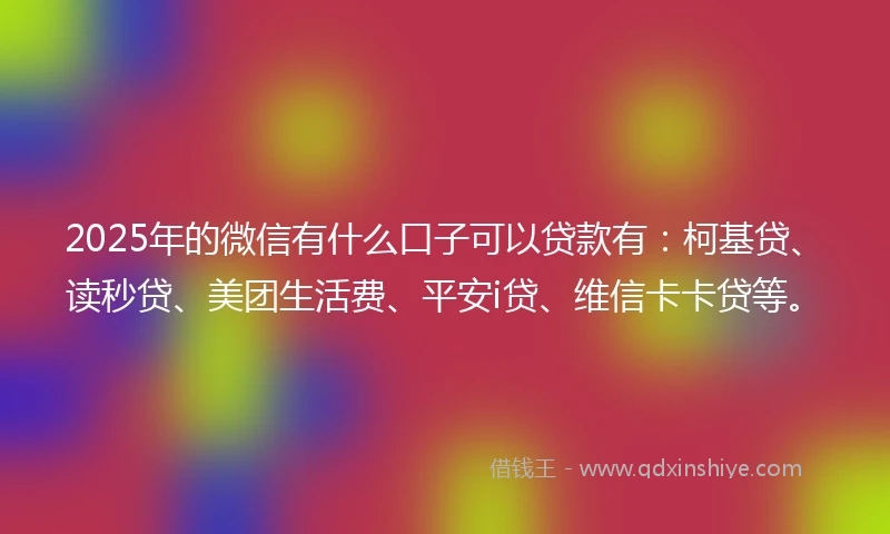 2025年的微信有什么口子可以贷款有:柯基贷、读秒贷、美团生活费、平安i贷、维信卡卡贷等。