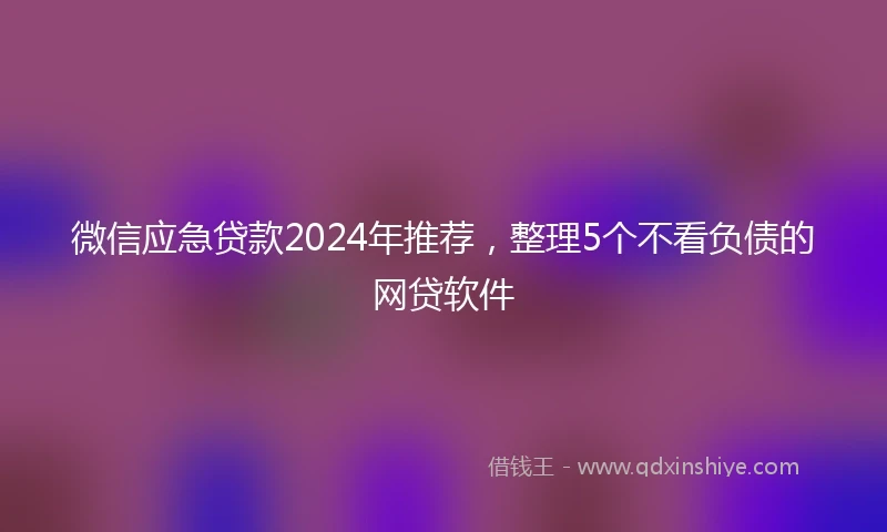 微信应急贷款2024年推荐，整理5个不看负债的网贷软件