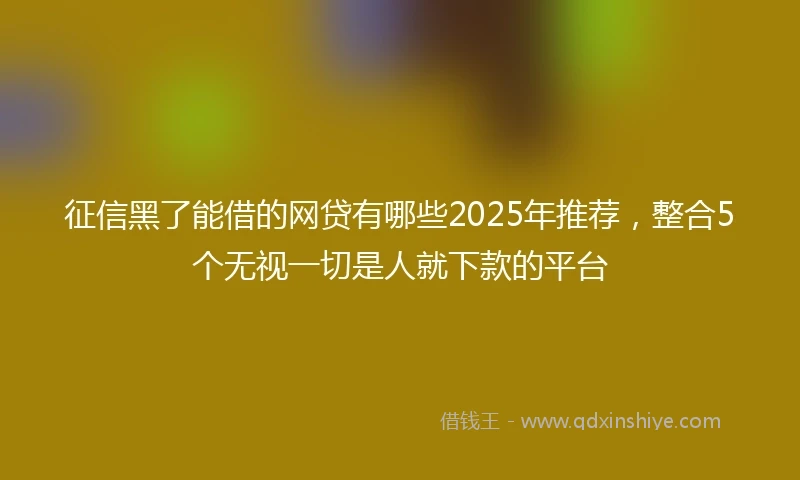 征信黑了能借的网贷有哪些2025年推荐，整合5个无视一切是人就下款的平台
