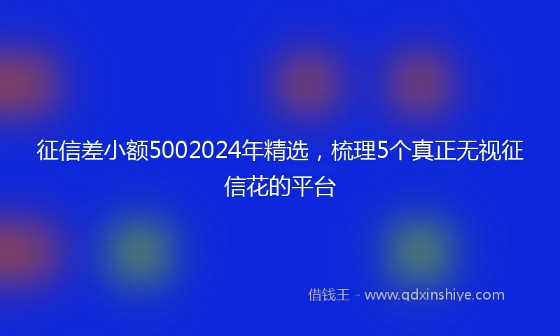 征信差小额5002024年精选，梳理5个真正无视征信花的平台