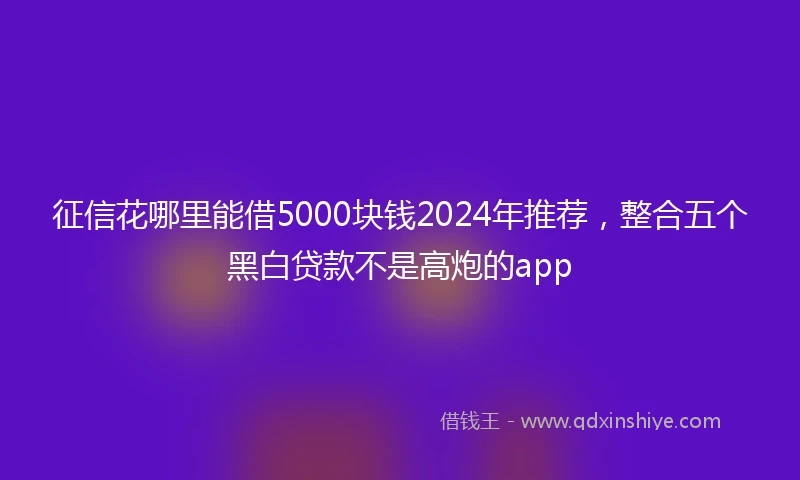征信花哪里能借5000块钱2024年推荐，整合五个黑白贷款不是高炮的app