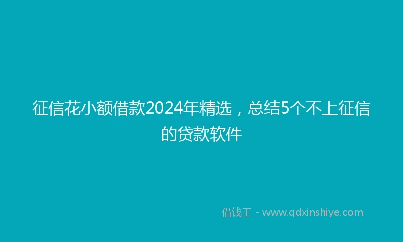 征信花小额借款2024年精选，总结5个不上征信的贷款软件