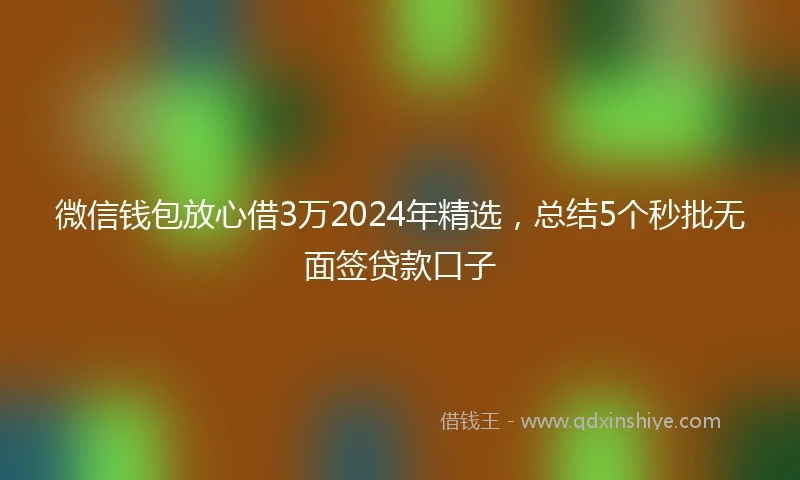 微信钱包放心借3万2024年精选，总结5个秒批无面签贷款口子