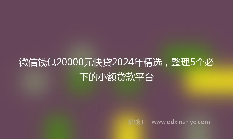 微信钱包20000元快贷2024年精选，整理5个必下的小额贷款平台