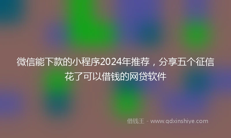微信能下款的小程序2024年推荐，分享五个征信花了可以借钱的网贷软件