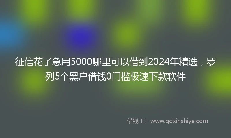 征信花了急用5000哪里可以借到2024年精选，罗列5个黑户借钱0门槛极速下款软件