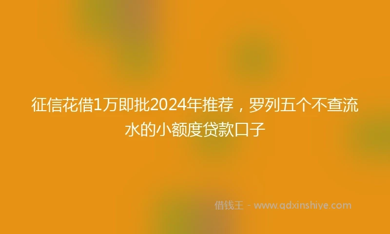 征信花借1万即批2024年推荐，罗列五个不查流水的小额度贷款口子