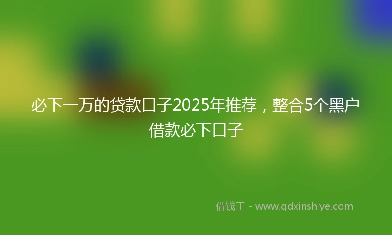 必下一万的贷款口子2025年推荐，整合5个黑户借款必下口子