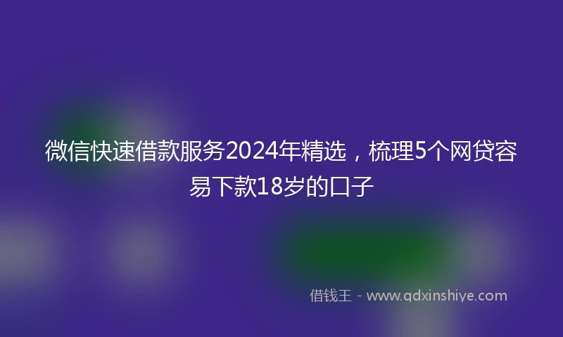微信快速借款服务2024年精选，梳理5个网贷容易下款18岁的口子