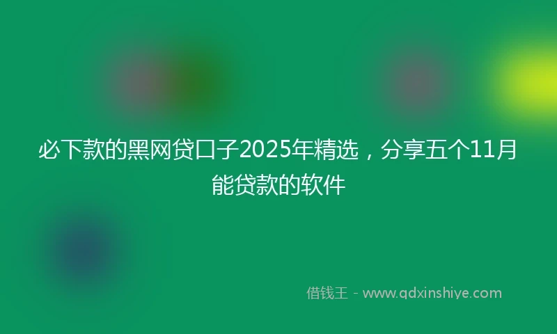 必下款的黑网贷口子2025年精选，分享五个11月能贷款的软件
