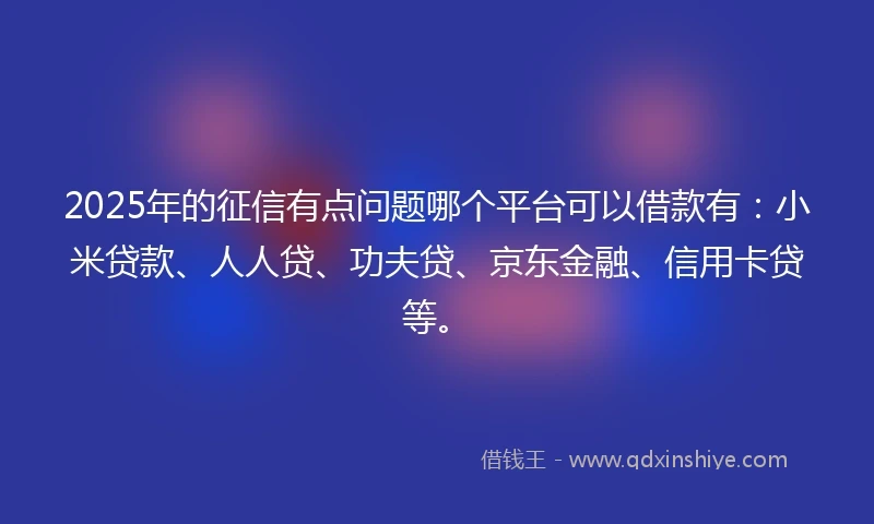 2025年的征信有点问题哪个平台可以借款有：小米贷款、人人贷、功夫贷、京东金融、信用卡贷等。