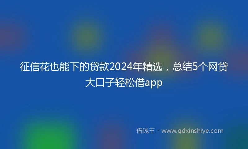 征信花也能下的贷款2024年精选，总结5个网贷大口子轻松借app