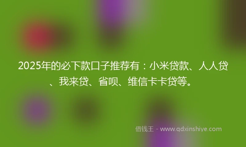 2025年的必下款口子推荐有：小米贷款、人人贷、我来贷、省呗、维信卡卡贷等。