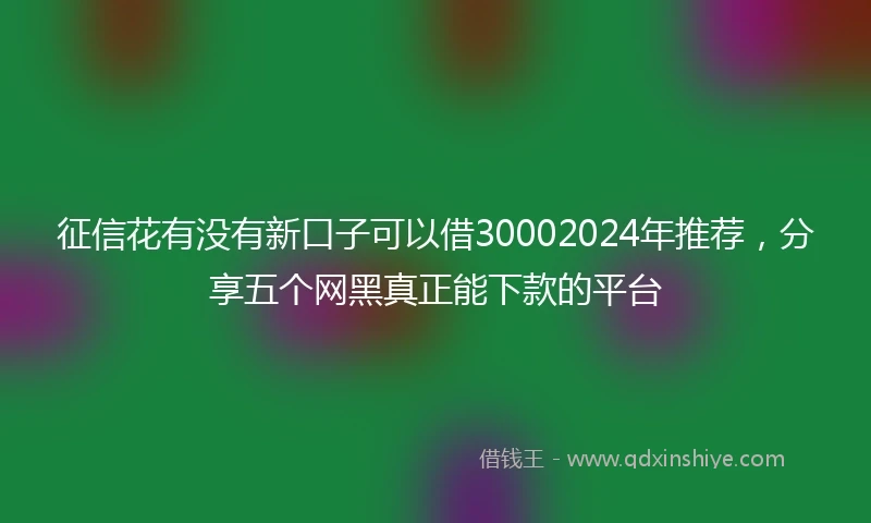 征信花有没有新口子可以借30002024年推荐，分享五个网黑真正能下款的平台