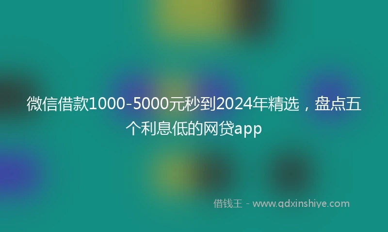微信借款1000-5000元秒到2024年精选，盘点五个利息低的网贷app