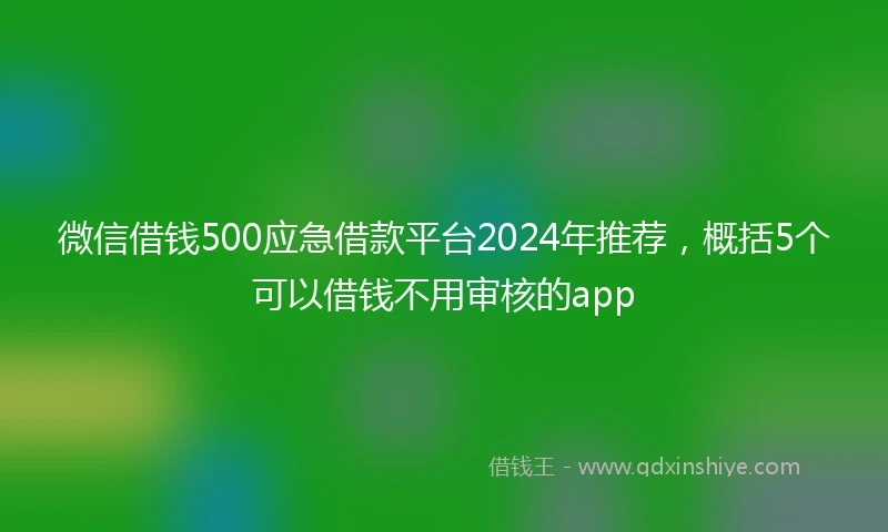 微信借钱500应急借款平台2024年推荐，概括5个可以借钱不用审核的app