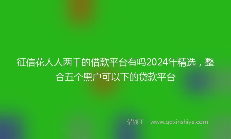 征信花人人两千的借款平台有吗2024年精选，整合五个黑户可以下的贷款平台