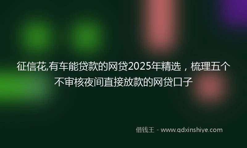 征信花,有车能贷款的网贷2025年精选，梳理五个不审核夜间直接放款的网贷口子