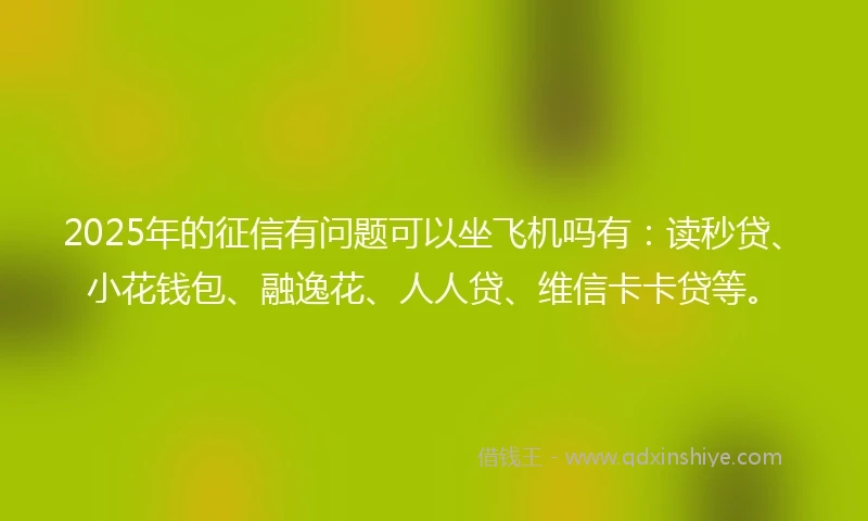 2025年的征信有问题可以坐飞机吗有：读秒贷、小花钱包、融逸花、人人贷、维信卡卡贷等。