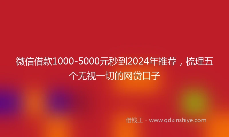 微信借款1000-5000元秒到2024年推荐，梳理五个无视一切的网贷口子