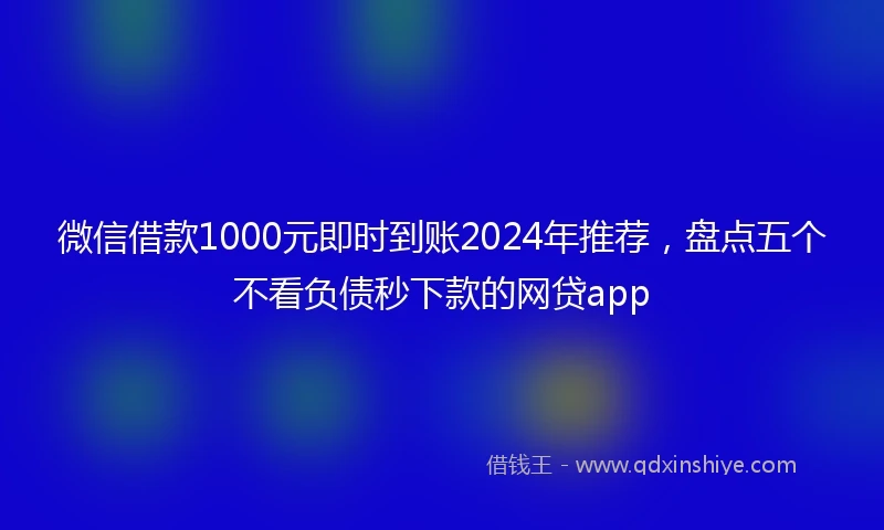 微信借款1000元即时到账2024年推荐，盘点五个不看负债秒下款的网贷app