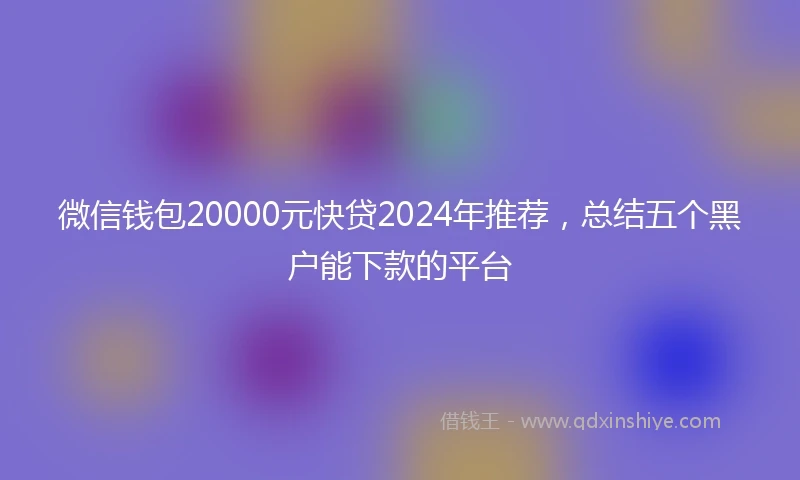微信钱包20000元快贷2024年推荐，总结五个黑户能下款的平台