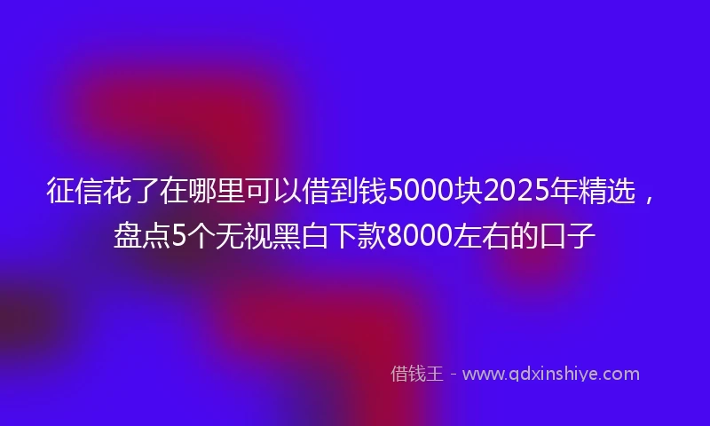 征信花了在哪里可以借到钱5000块2025年精选，盘点5个无视黑白下款8000左右的口子