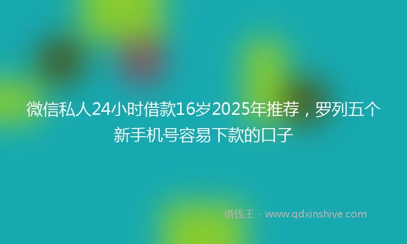 微信私人24小时借款16岁2025年推荐，罗列五个新手机号容易下款的口子