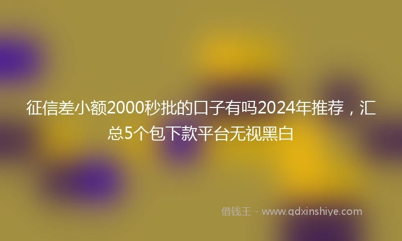 征信差小额2000秒批的口子有吗2024年推荐，汇总5个包下款平台无视黑白