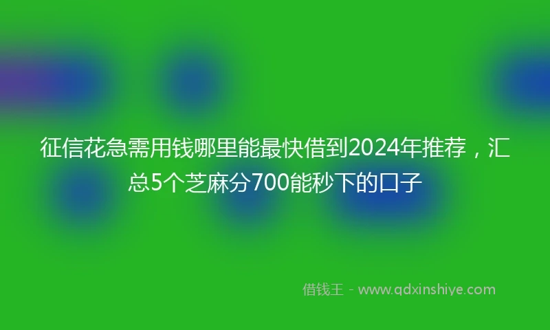 征信花急需用钱哪里能最快借到2024年推荐,汇总5个芝麻分700能秒下的口子