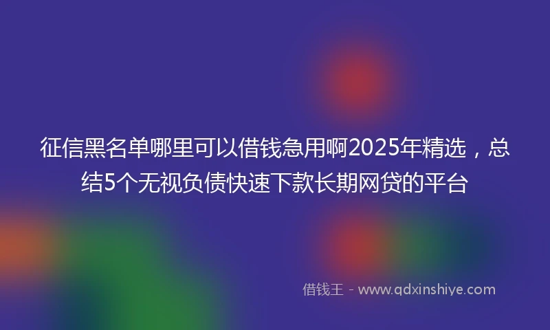 征信黑名单哪里可以借钱急用啊2025年精选，总结5个无视负债快速下款长期网贷的平台