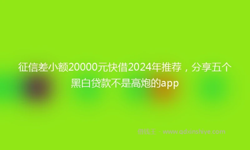 征信差小额20000元快借2024年推荐，分享五个黑白贷款不是高炮的app