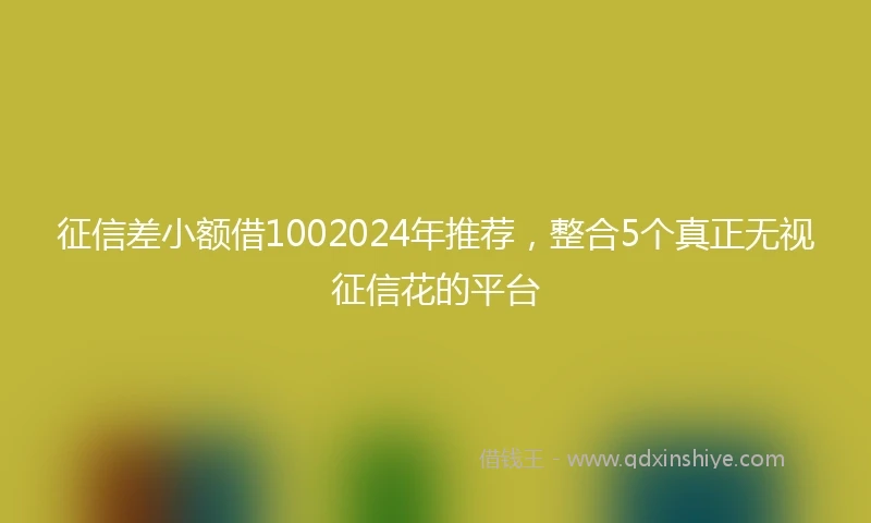 征信差小额借1002024年推荐，整合5个真正无视征信花的平台