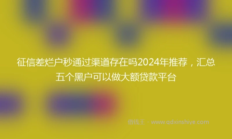 征信差烂户秒通过渠道存在吗2024年推荐，汇总五个黑户可以做大额贷款平台