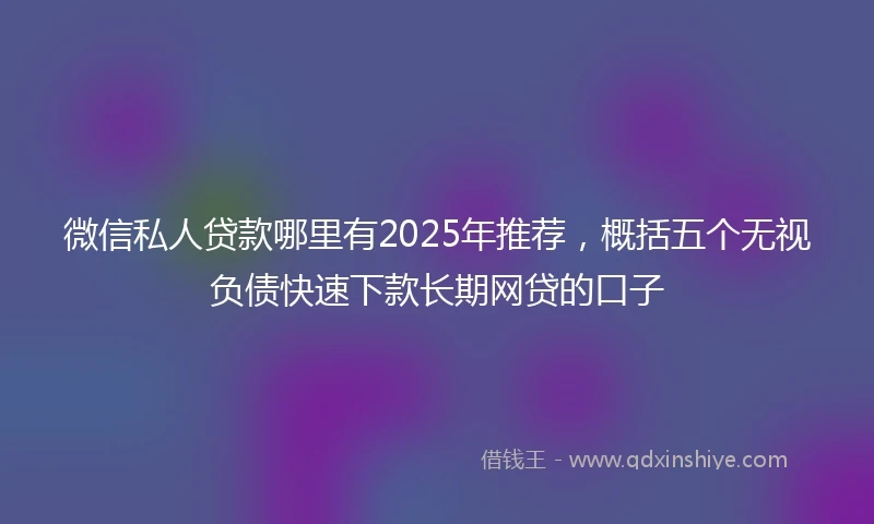 微信私人贷款哪里有2025年推荐，概括五个无视负债快速下款长期网贷的口子