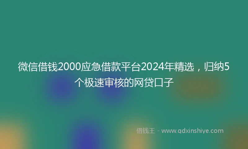 微信借钱2000应急借款平台2024年精选，归纳5个极速审核的网贷口子