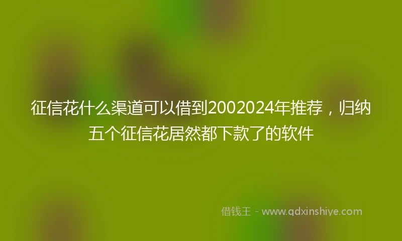 征信花什么渠道可以借到2002024年推荐，归纳五个征信花居然都下款了的软件