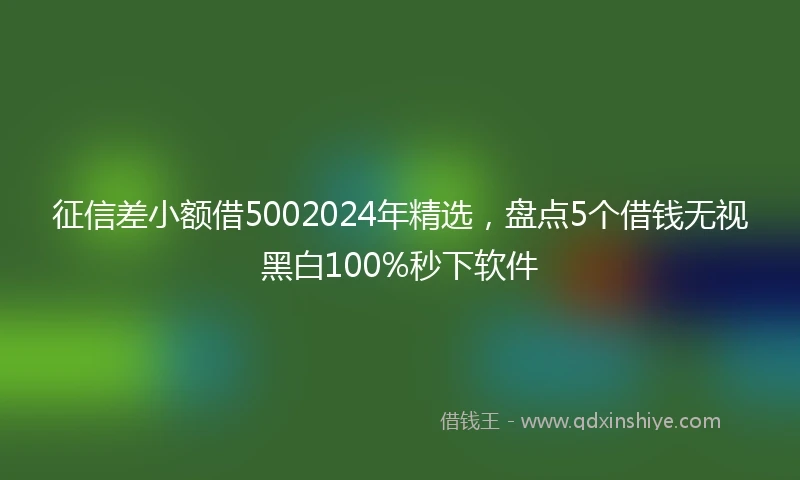 征信差小额借5002024年精选，盘点5个借钱无视黑白100%秒下软件