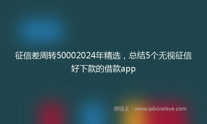征信差周转50002024年精选，总结5个无视征信好下款的借款app