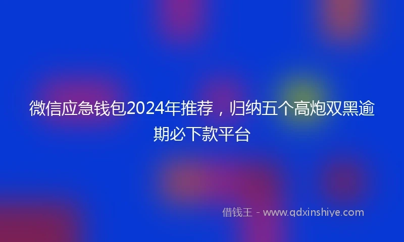 微信应急钱包2024年推荐，归纳五个高炮双黑逾期必下款平台
