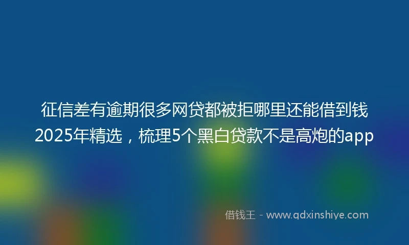 征信差有逾期很多网贷都被拒哪里还能借到钱2025年精选，梳理5个黑白贷款不是高炮的app