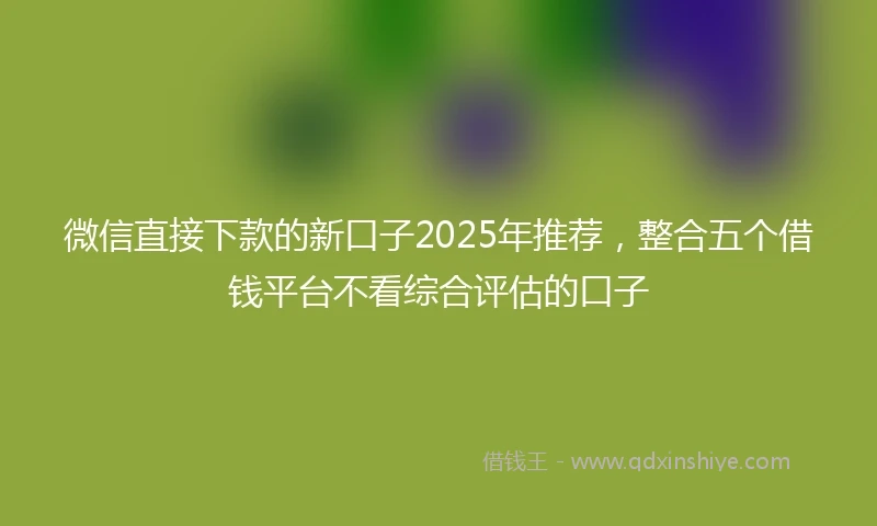 微信直接下款的新口子2025年推荐，整合五个借钱平台不看综合评估的口子